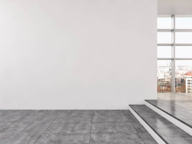 Modern parlak iç daire 3d render illüstrasyon