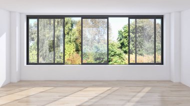 Modern parlak iç daire 3d render illüstrasyon