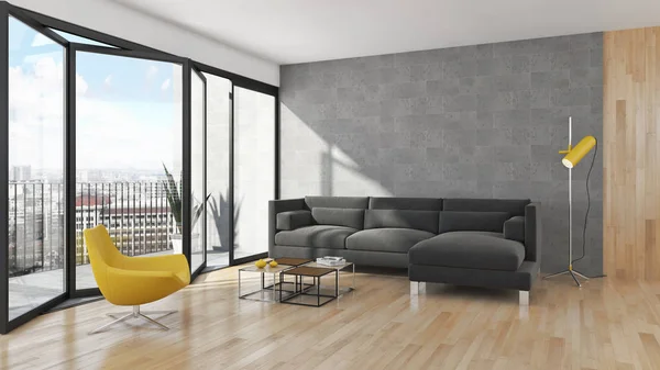 Moderne Lichte Interieur Appartement Rendering Illustratie — Stockfoto