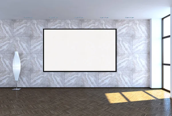 Modernos Interiores Luminosos Sala Vazia Com Quadro Cartaz Mockup Renderização — Fotografia de Stock