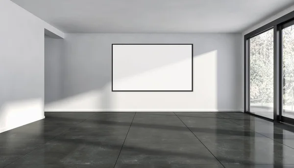 Moderne Lyse Interiør Tomt Rom Med Mønsterramme Gjengivelsesillustrasjon – stockfoto