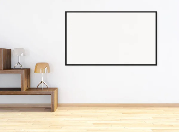 Moderna Ljusa Interiörer Tömma Rummet Med Mockup Affisch Frame Rendering — Stockfoto