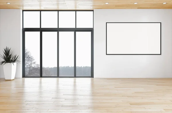 Modernos Interiores Luminosos Sala Vazia Com Quadro Cartaz Mockup Renderização — Fotografia de Stock