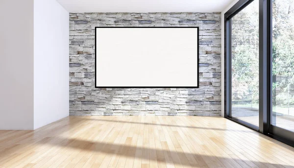 Moderne Lichte Interieur Lege Kamer Met Mockup Poster Frame Rendering — Stockfoto