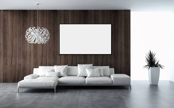 Moderne Lichte Interieur Lege Kamer Met Mockup Poster Frame Rendering — Stockfoto