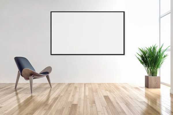 Modernos Interiores Luminosos Sala Vazia Com Quadro Cartaz Mockup Renderização — Fotografia de Stock