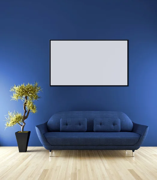 Modern Bright Interiors Empty Room Mockup Poster Frame Rendering Illustration — Stock Photo, Image