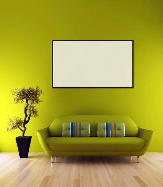 Modern Bright Interiors Empty Room Mockup Poster Frame Rendering Illustration Royalty Free Stock Photos