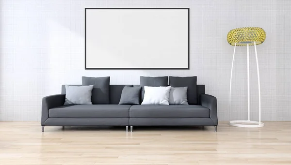 Moderno Apartamento Interiores Luminosos Com Quadro Cartaz Mockup Renderização Ilustração — Fotografia de Stock