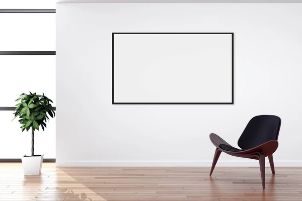 Moderno Apartamento Interiores Luminosos Com Quadro Cartaz Mockup Renderização Ilustração — Fotografia de Stock