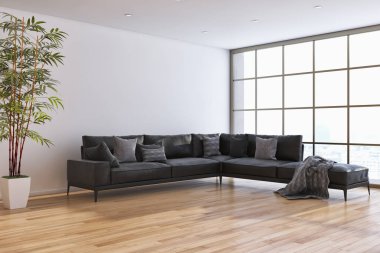 modern parlak iç mekan 3D resimleme