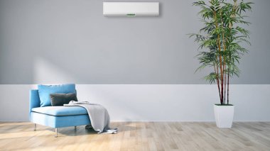 Klima 3d render çizim ile modern iç daire