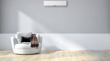 Klima 3d render çizim ile modern iç daire