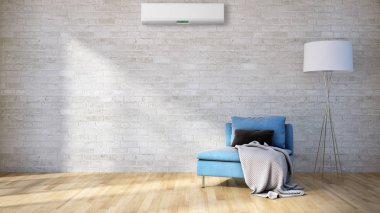 Modern parlak iç daire 3d render illüstrasyon