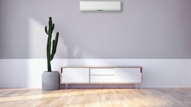 Modern parlak iç daire 3d render illüstrasyon