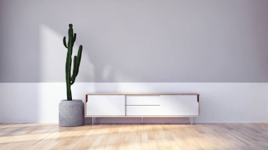 Modern parlak iç daire 3d render illüstrasyon