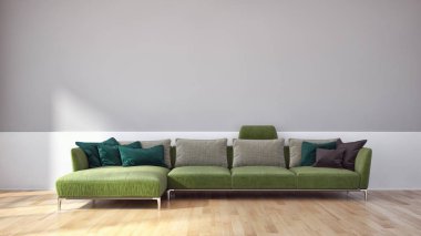 Modern parlak iç daire 3d render illüstrasyon