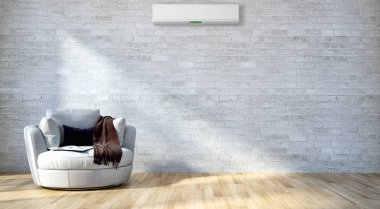 Modern parlak iç daire 3d render illüstrasyon