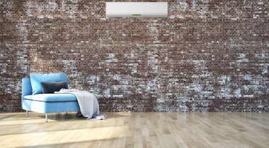 Modern parlak iç daire 3d render illüstrasyon