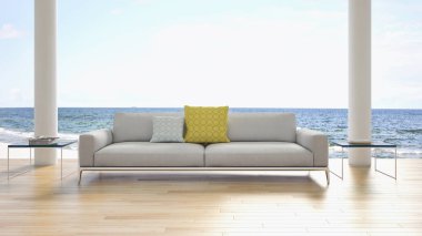 Modern parlak iç daire 3d render illüstrasyon