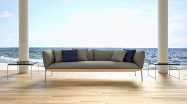Modern parlak iç daire 3d render illüstrasyon