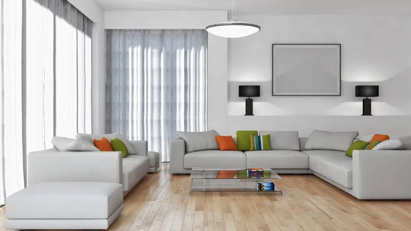 Moderne Lichte Interieur Appartement Rendering Illustratie — Stockfoto