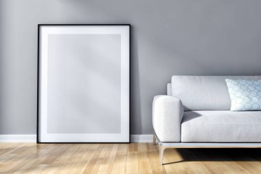 Modern parlak iç daire oturma oda 3d render illüstrasyon