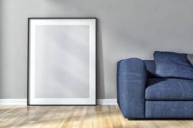 Modern parlak iç daire oturma oda 3d render illüstrasyon