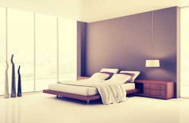Modern parlak iç daire oturma oda 3d render illüstrasyon