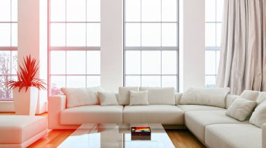modern parlak iç mekan 3D resimleme
