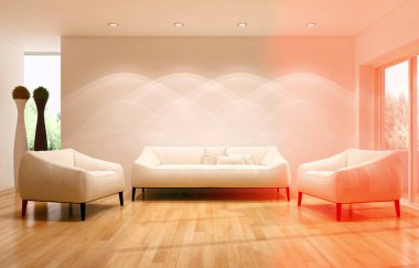 modern parlak iç mekan 3D resimleme