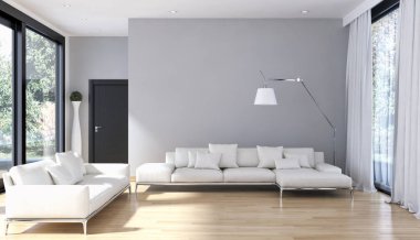 modern parlak iç mekan 3D resimleme