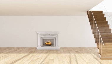 modern parlak iç mekan 3D resimleme