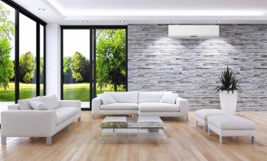 Klima 3d render çizim ile modern iç