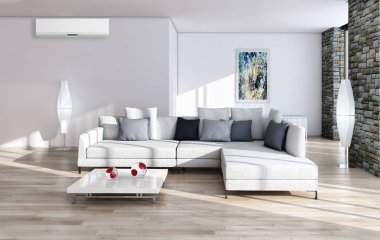 Klima 3d render çizim ile modern iç