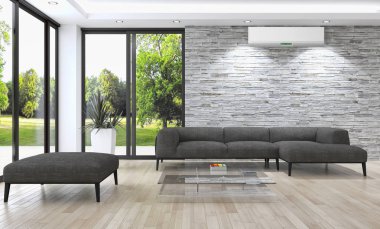 Klima 3d render çizim ile modern iç