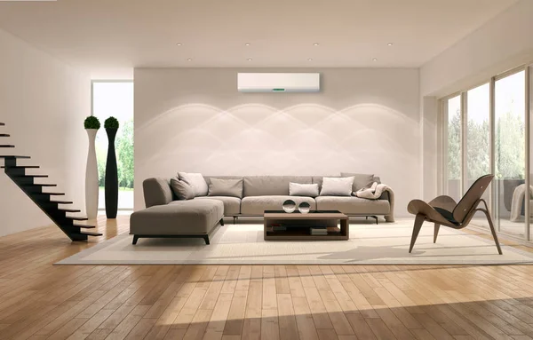 Interior Moderno Con Ilustración Renderizado Aire Acondicionado — Foto de Stock