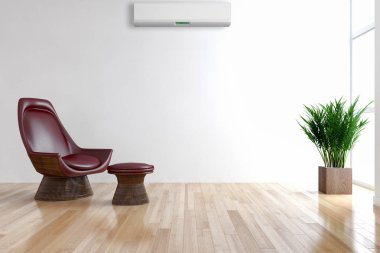 Modern parlak iç daire oturma oda 3d render illüstrasyon