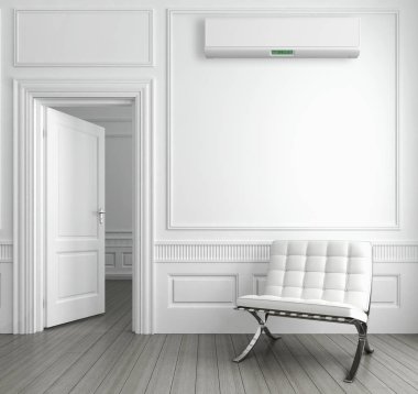 Modern parlak iç daire oturma oda 3d render illüstrasyon