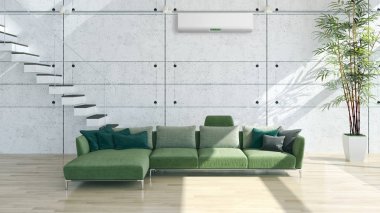 Klima 3d render çizim ile modern iç