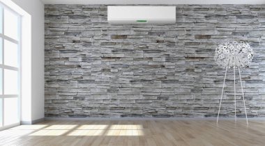 Modern parlak iç daire oturma oda 3d render illüstrasyon