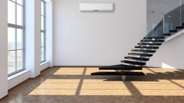 Modern parlak iç daire oturma oda 3d render illüstrasyon