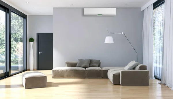 Modern Interieur Met Airconditioning Rendering Illustratie — Stockfoto