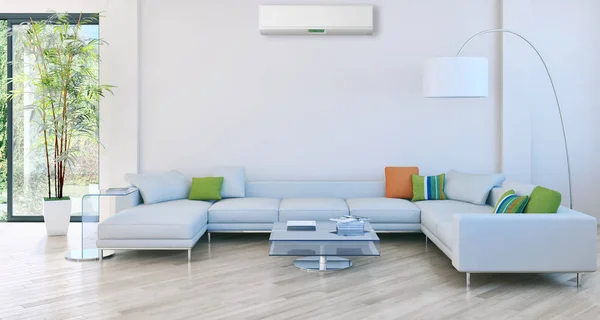 Interior Moderno Con Ilustración Renderizado Aire Acondicionado — Foto de Stock