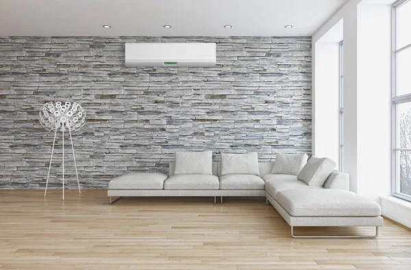 Modern Interieur Met Airconditioning Rendering Illustratie — Stockfoto