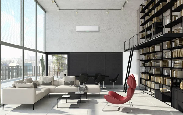 Interior Moderno Con Ilustración Renderizado Aire Acondicionado — Foto de Stock