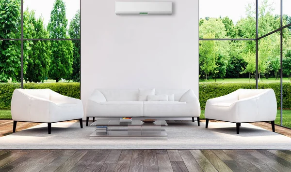 Modern Interieur Met Airconditioning Rendering Illustratie — Stockfoto