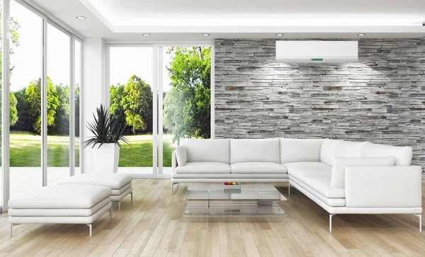 Interior Moderno Con Ilustración Renderizado Aire Acondicionado — Foto de Stock