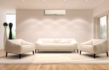 Klima 3d render çizim ile modern iç