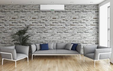 Klima 3d render çizim ile modern iç